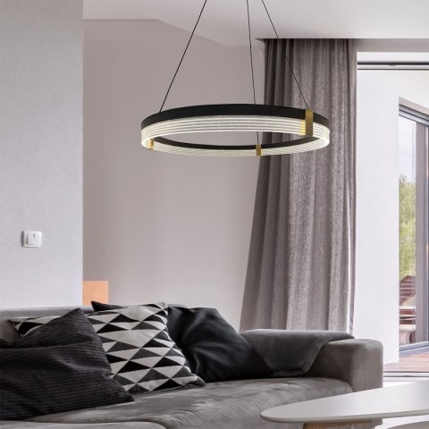 Light Prestige Lampa wisząca Plum Triangle 80 cm czarno-transparentna LED CCT