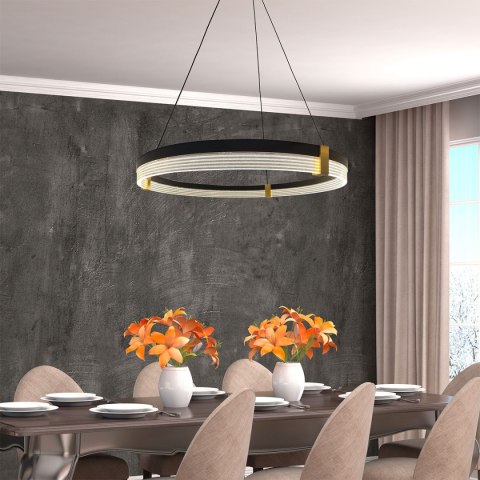 Light Prestige Lampa wisząca Plum Triangle 60 cm czarno-transparentna LED CCT