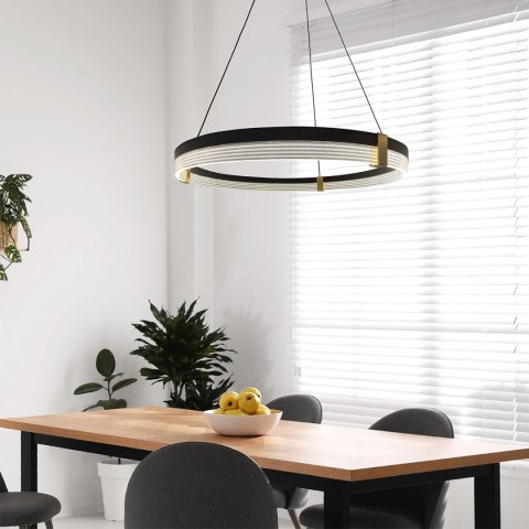 Light Prestige Lampa wisząca Plum Triangle 60 cm czarno-transparentna LED CCT