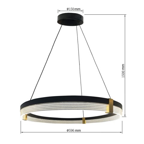 Light Prestige Lampa wisząca Plum Triangle 60 cm czarno-transparentna LED CCT