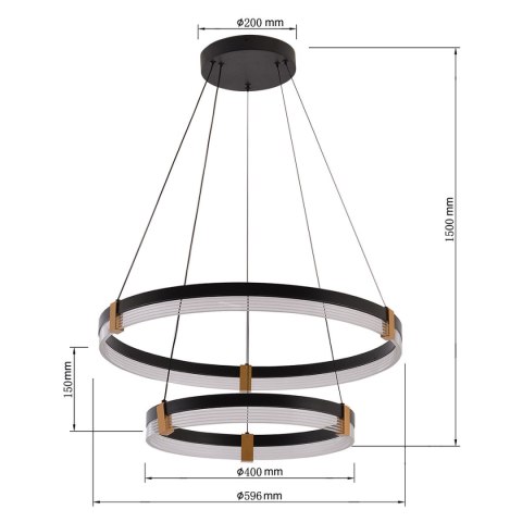 Light Prestige Lampa wisząca Plum 60 cm 40 cm czarno-transparentna LED CCT