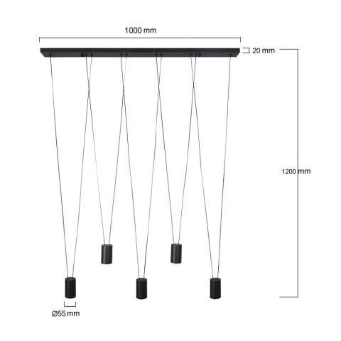 Light Prestige Lampa wisząca Toledo czarna 5xGU10