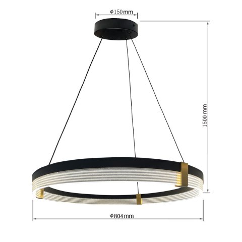 Light Prestige Lampa wisząca Plum Triangle 80 cm czarno-transparentna LED CCT