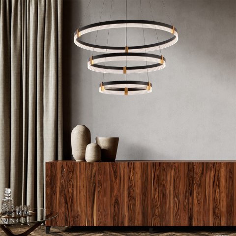 Light Prestige Lampa wisząca Plum 80 cm 60 cm 40 cm czarno-transparentna LED CCT