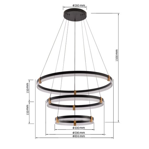 Light Prestige Lampa wisząca Plum 80 cm 60 cm 40 cm czarno-transparentna LED CCT