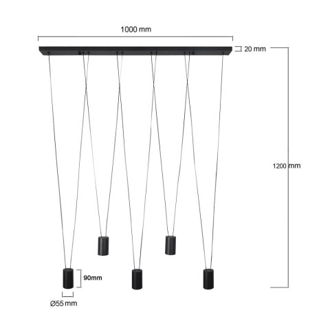 Light Prestige Lampa wisząca Toledo czarna 5xGU10