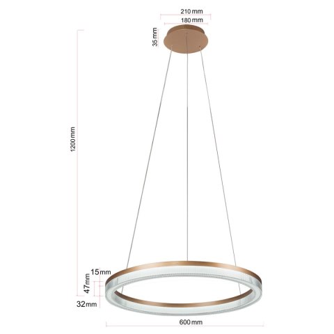 Light Prestige Lampa wisząca Midway Cristal Triangle złoto - transparentna LED CCT