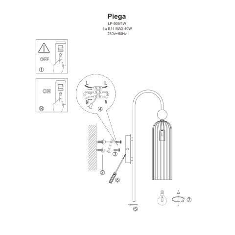 Light Prestige Lampa wisząca Piega 1 smoked 1xE14