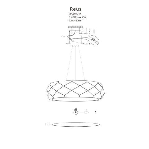Light Prestige Lampa wisząca Reus biała 3xE27
