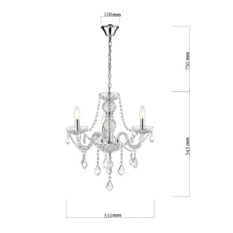 Light Prestige Lampa wisząca Cristallo srebrna 3xE14