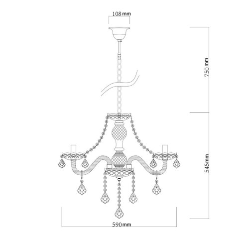 Light Prestige Lampa wisząca Cristallo srebrna 5xE14