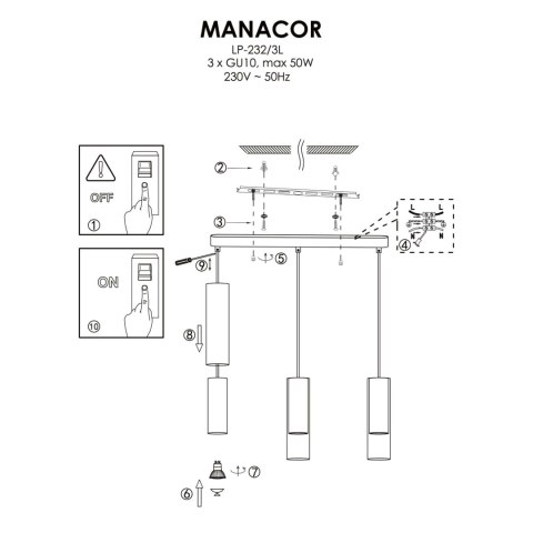 Light Prestige Lampa wisząca Manacor złota 3xGU10