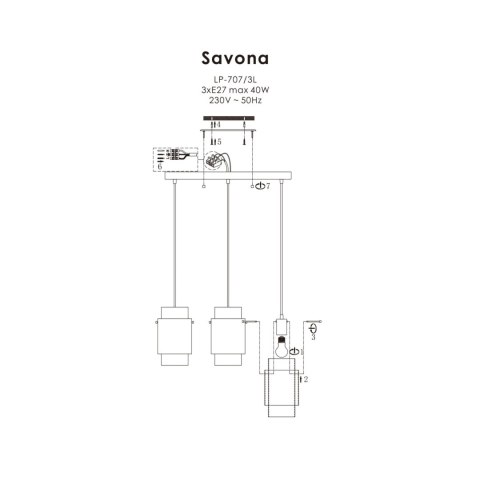 Light Prestige Lampa wisząca Savona czarna 3xE27