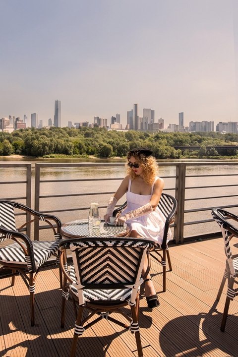 Krzesło ogrodowe CAFE AZURE biały / czarny