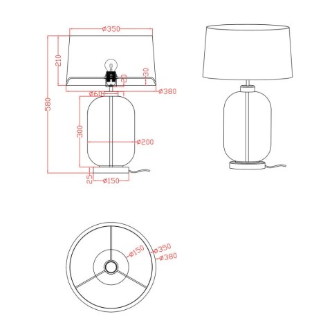 Light Prestige Lampa stołowa Amur czarno - transparentna 1xE27