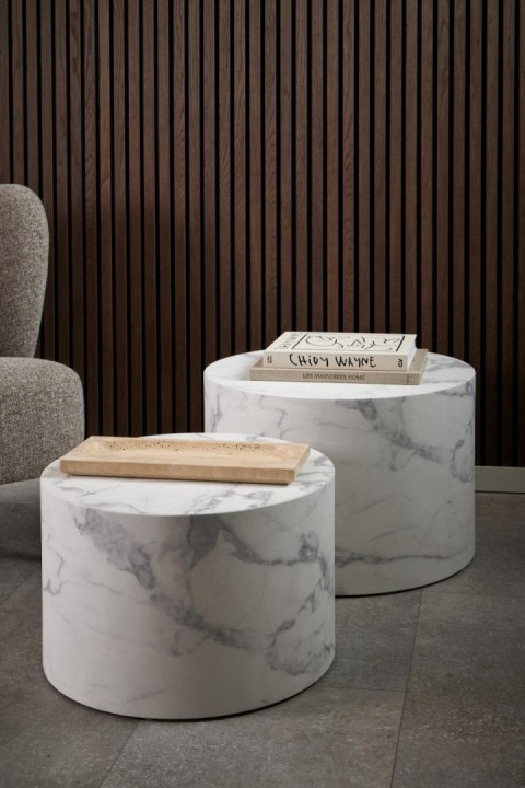Zestaw 2 stolików Dice okrągłe marmur