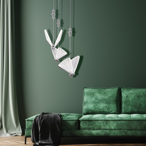 Light Prestige Lampa wisząca Mariposa 3 srebrna LED CCT