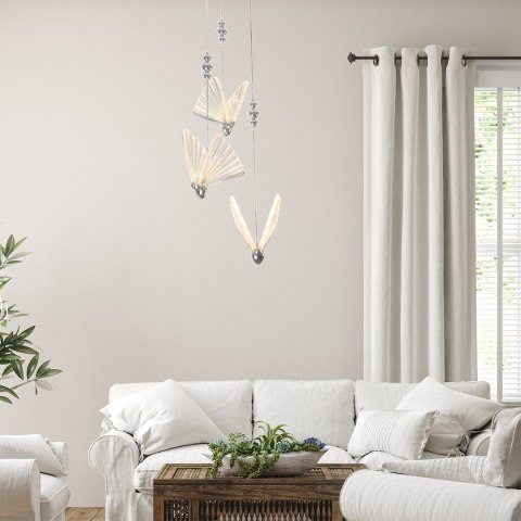 Light Prestige Lampa wisząca Mariposa 3 srebrna LED CCT