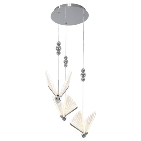 Light Prestige Lampa wisząca Mariposa 3 srebrna LED CCT
