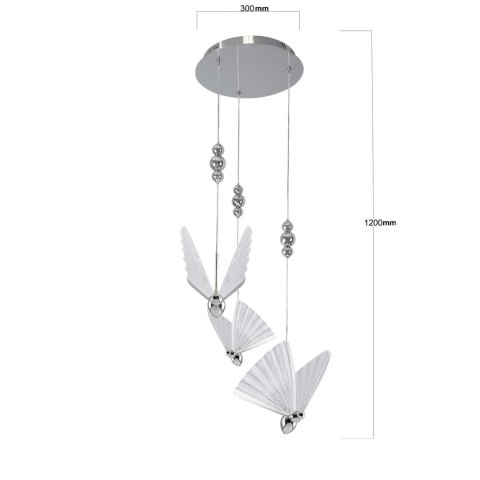 Light Prestige Lampa wisząca Mariposa 3 srebrna LED CCT