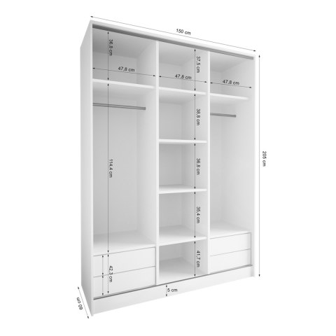 Szafa przesuwna z szufladami LOTUS D 150 czarna