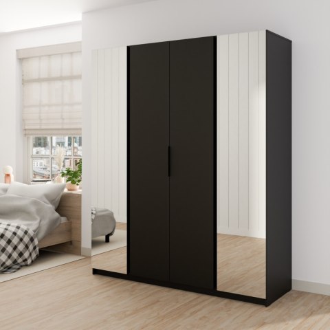 Szafa 200cm z lustrem KAYA 09 czarna