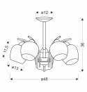 MERRA lampa wiszaca czarny 5x40W E27 klosz bursztynowy