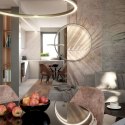 Light Prestige Lampa wisząca Mirror L złota IP44 LED CCT