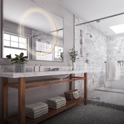Light Prestige Lampa wisząca Mirror L złota IP44 LED CCT