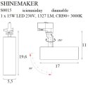 LAMPA DO SZYNOPRZEWODU SHINEMAKER BIAŁA- ŚCIEMNIALNA