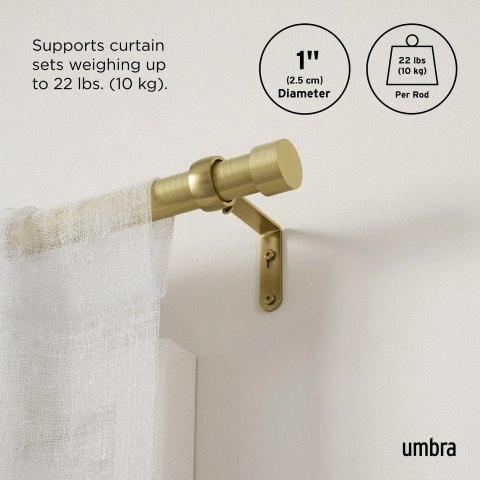 UMBRA pojedynczy karnisz CAPPA 305 - 457 cm złoty
