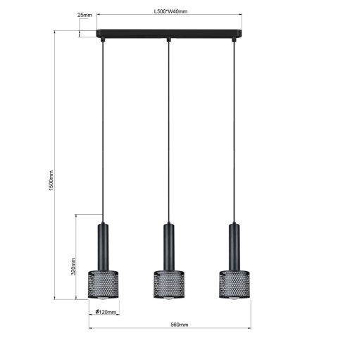 Light Prestige Lampa wisząca Amo czarna 3xE27