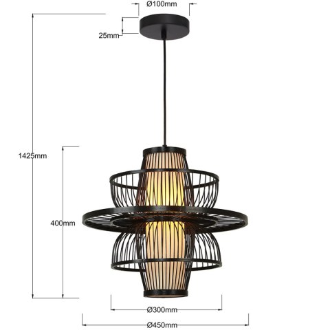 Light Prestige Rattanowa lampa wisząca Astra czarna 1xE27