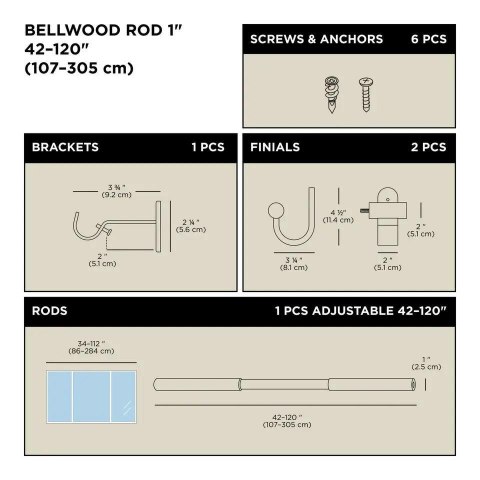 UMBRA karnisz BELLWOOD 107 - 305 cm czarny