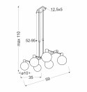Maldus lampa wisząca chromowy 6x40w g9 klosz biały