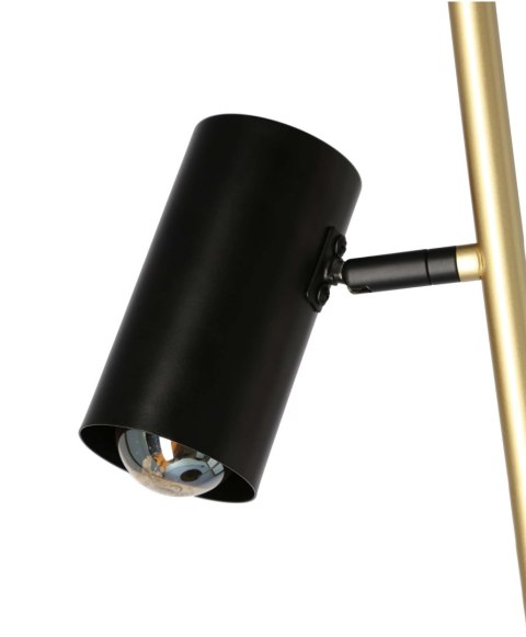 PERRET LAMPA PODŁOGOWA CZARNY+ZŁOTY MATOWY 2X15W GU10 KLOSZ CZARNY