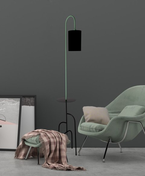 RAVELLO LAMPA PODŁOGOWA CZARNY+ZIELONY 1X40W E14 ABAŻUR CZARNY