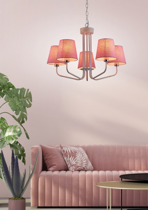 LAMPA WISZĄCA YORK 5 BIAŁY RÓŻOWY