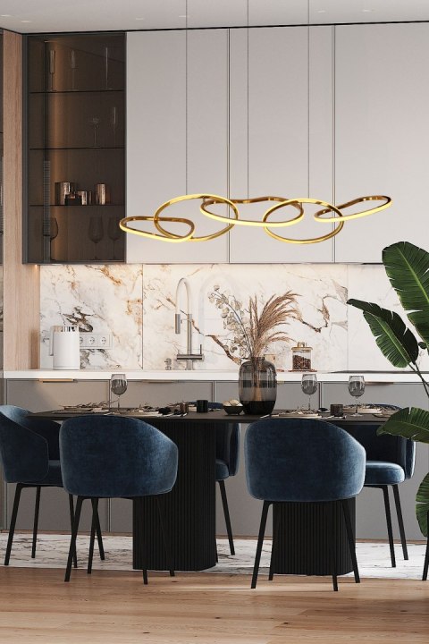 Lampa wisząca ANNELI elegancka - złota nieregularna forma 80 cm - designerska lampa salonu i jadalni LED 3000K
