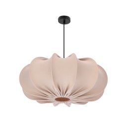 Lampa wisząca CAFEE skandynawska z abażurem beżowym frappe 52 cm - minimalistyczne oświetlenie sufitowe w stylu japandi E27