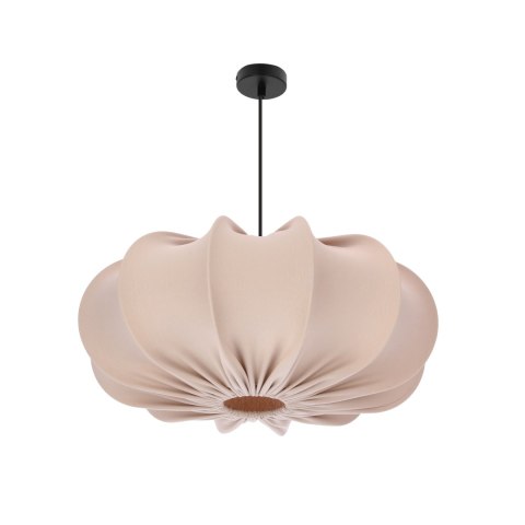 Lampa wisząca CAFEE skandynawska z abażurem beżowym frappe 52 cm - minimalistyczne oświetlenie sufitowe w stylu japandi E27