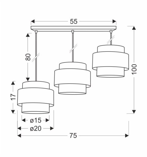 Prestige lampa wisząca czarny 3x40w e27 abażur czarny+złoty