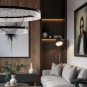 Lampa wisząca FROZI w stylu glamour - czarny klosz z kryształkami - nowoczesny żyrandol LED do luksusowego salonu