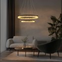 Lampa wisząca FROZI w stylu glamour - czarny klosz z kryształkami - nowoczesny żyrandol LED do luksusowego salonu
