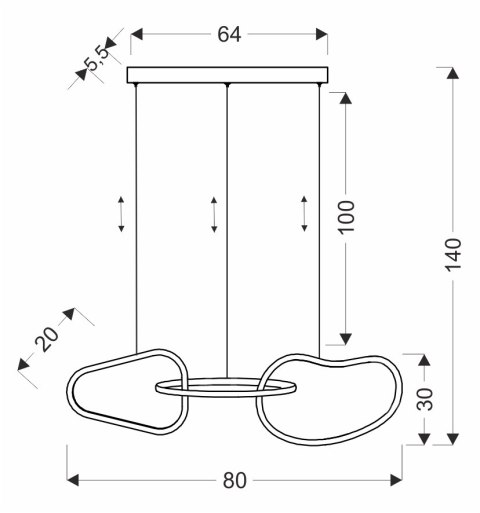Lampa wisząca ANNELI elegancka - złota nieregularna forma 125 cm - designerska lampa salonu i jadalni LED 3000K