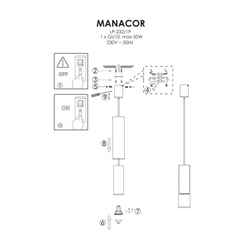 Light Prestige Lampa wisząca Manacor złota 1xGU10