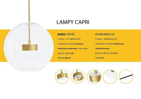 MOOSEE lampa wisząca CAPRI 6 złota - 60 LED, alumiumium, szkło