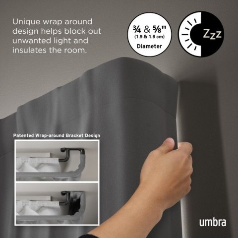 UMBRA karnisz TWILIGHT DOUBLE 168 - 365 cm czarny mat