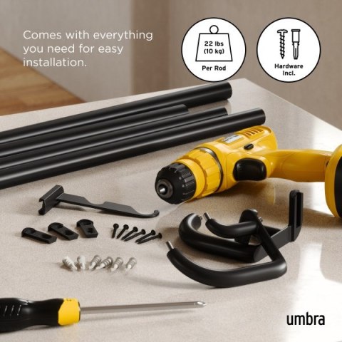 UMBRA karnisz TWILIGHT DOUBLE 168 - 365 cm czarny mat