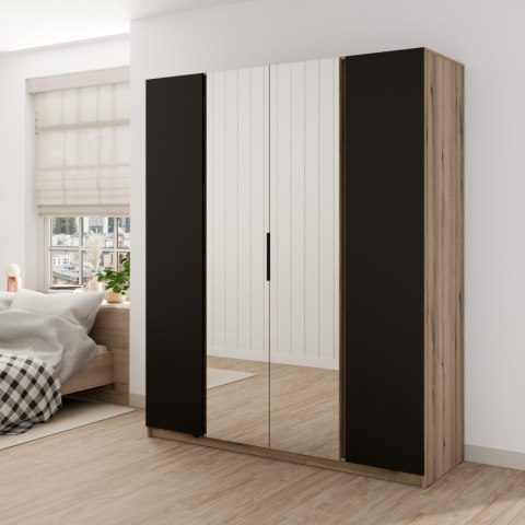 Szafa 200cm z lustrem KAYA 08 dąb evoke / czarny